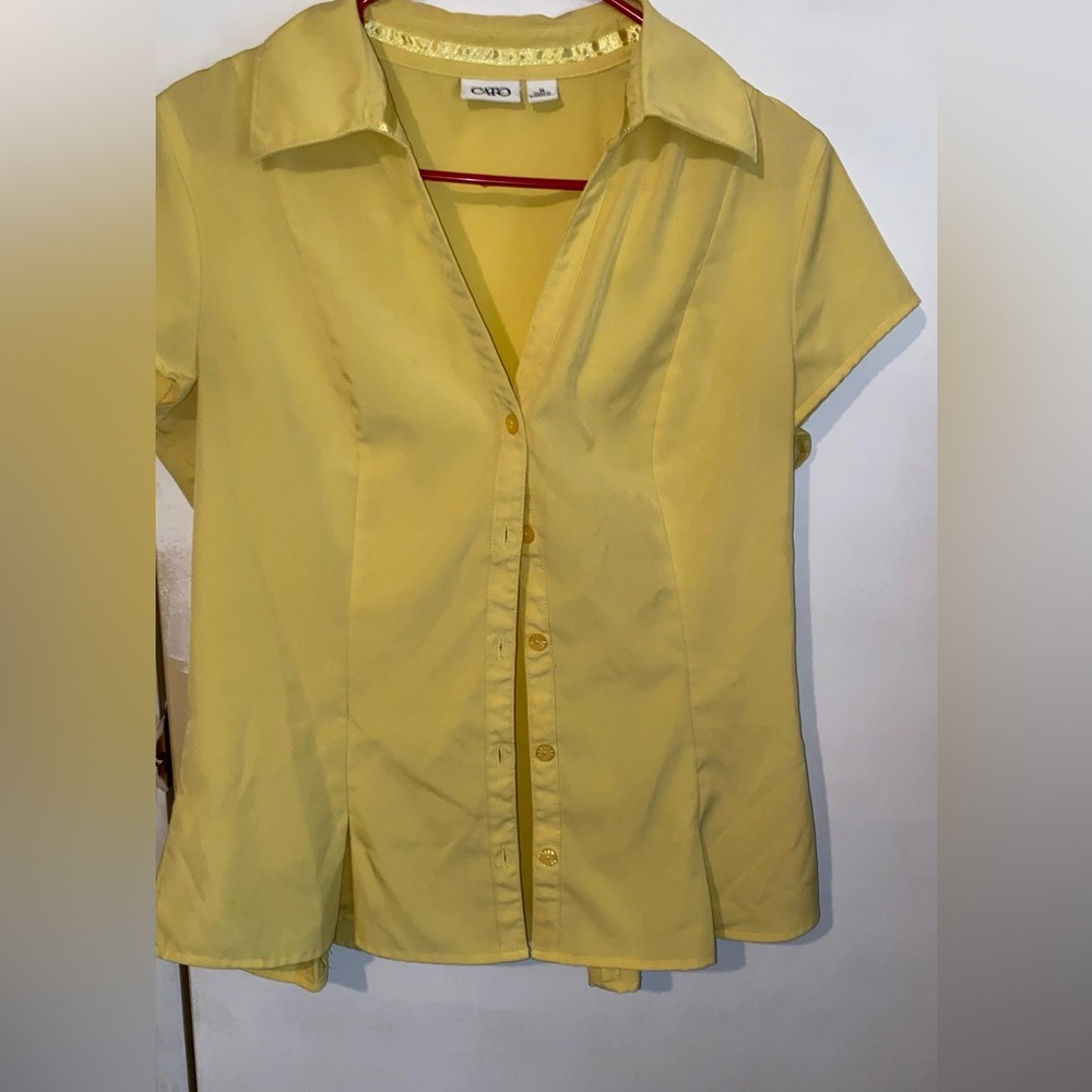 CATO Short Sleeve Button Down Blouse